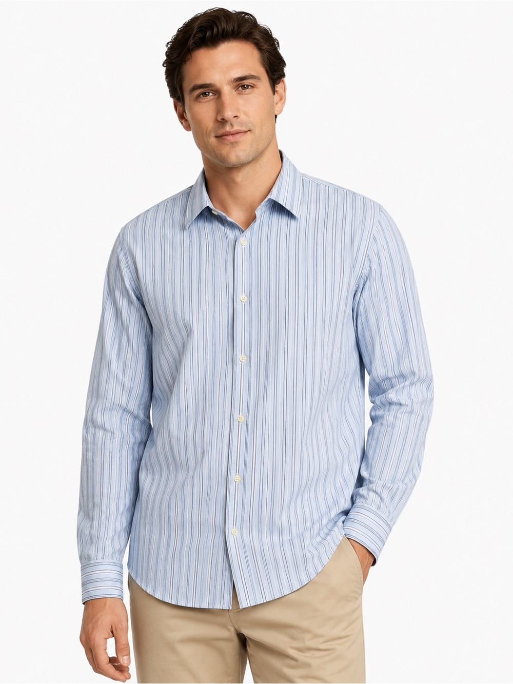 Banana Republic Men’s Classic Fit Blue Stripe Button Down Shirt Size L